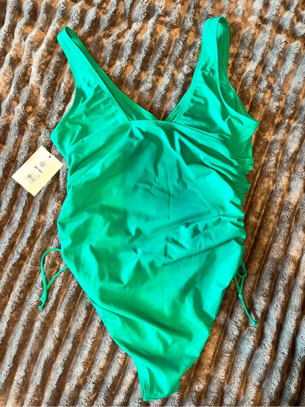 SC3 Swim UPF 50+ Body Sculpting Teal One-Piece Swim Suit with Side Drawstrings